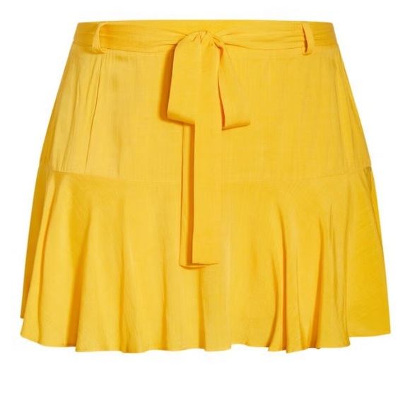 City Chic Pants - NWT City Chic Size XXL 24 Under Palms Skort in Mustard Yellow Citrus FALL Plus